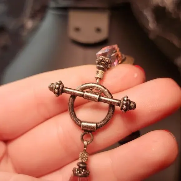 Vtg Purple Swarovski Crystal Necklace Solid Sterling Silver Beads Toggle 129g - Picture 3 of 10